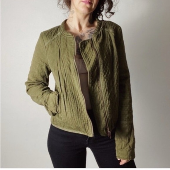 Anthropologie Quilted Riding Jacket M Hei Hei Olive Lined Equestrian Old Money - Picture 2 of 12